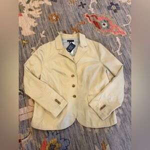 NWT Lands’ End Khaki Women’s Blazer 3 Button size 18 Jacket Professional Preppy